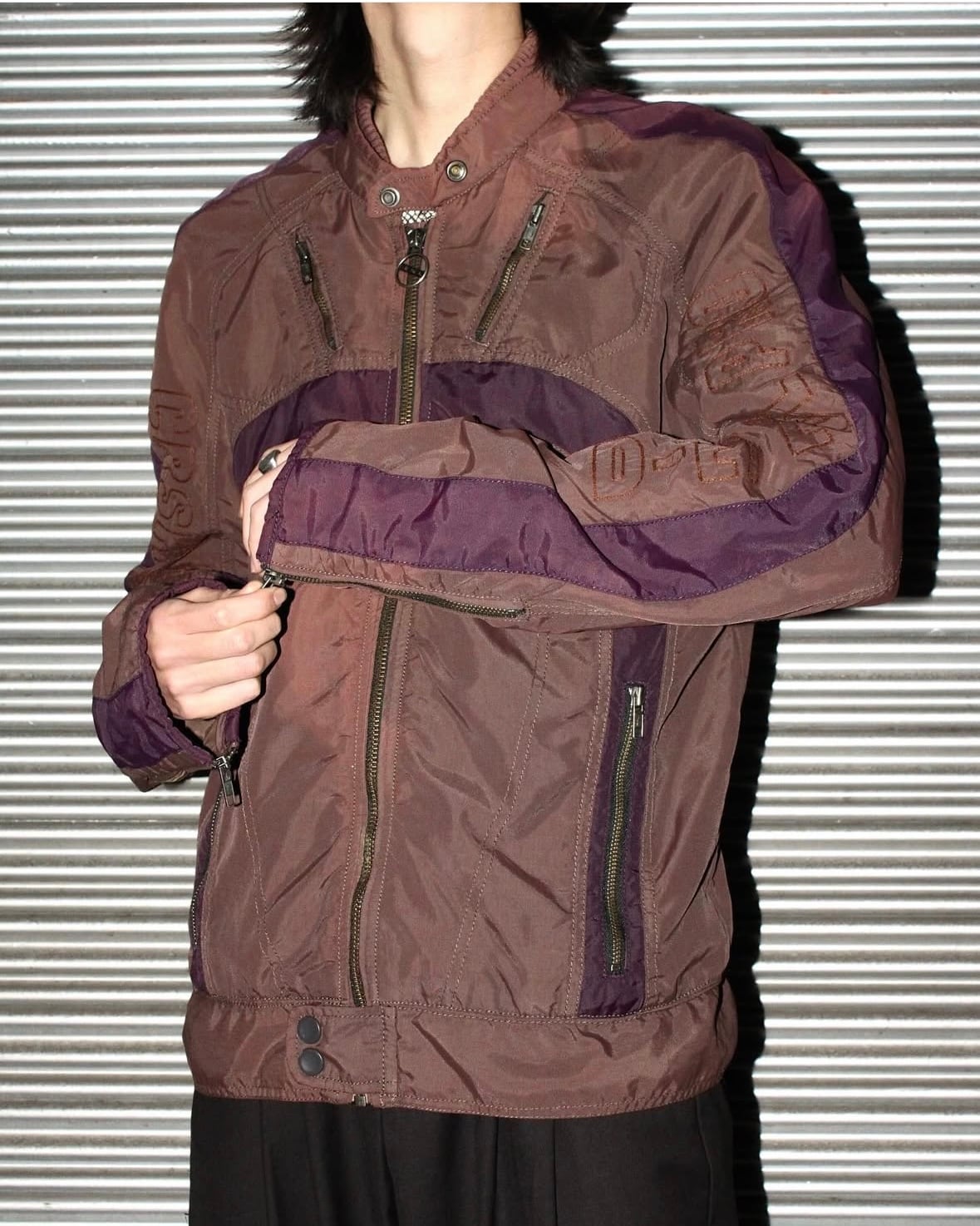00s DIESEL "Archive" Nylon Single Riders Jacket