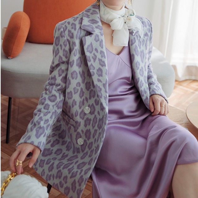 light purple leopard coat＜j1477＞