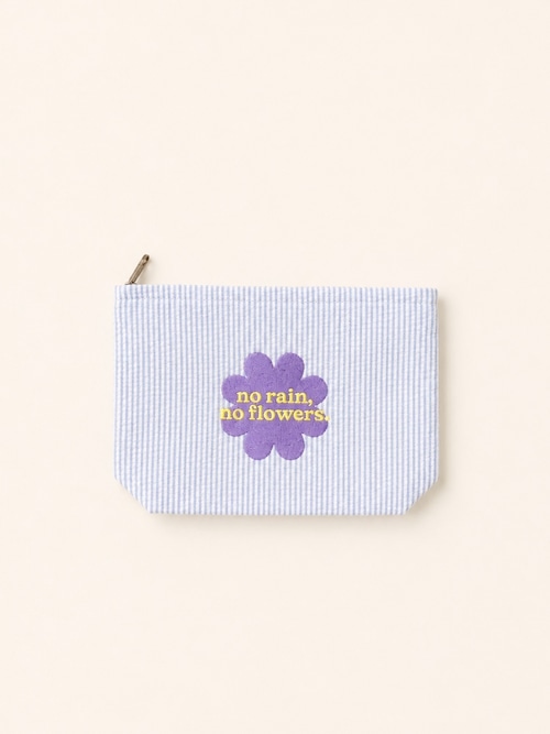 ストライプ刺繍ポーチ