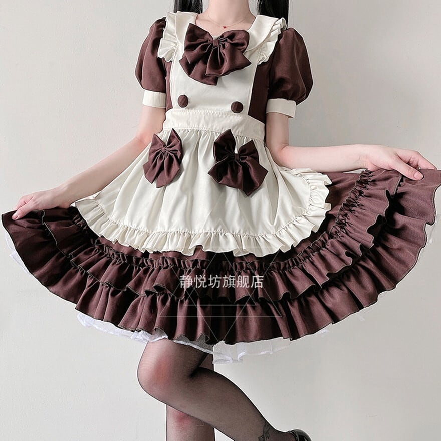 Malymoon メイド服 ピンク ベイビーフリルドットメイド ジャンイ着用