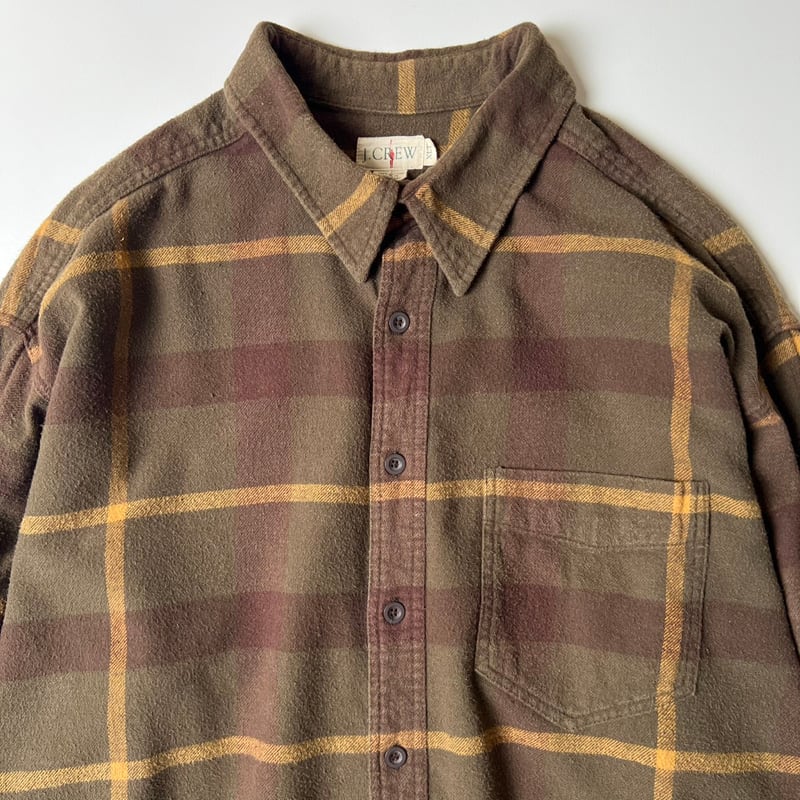 90s J CREW VINTAGE 巨人タグ チェック 長袖シャツ