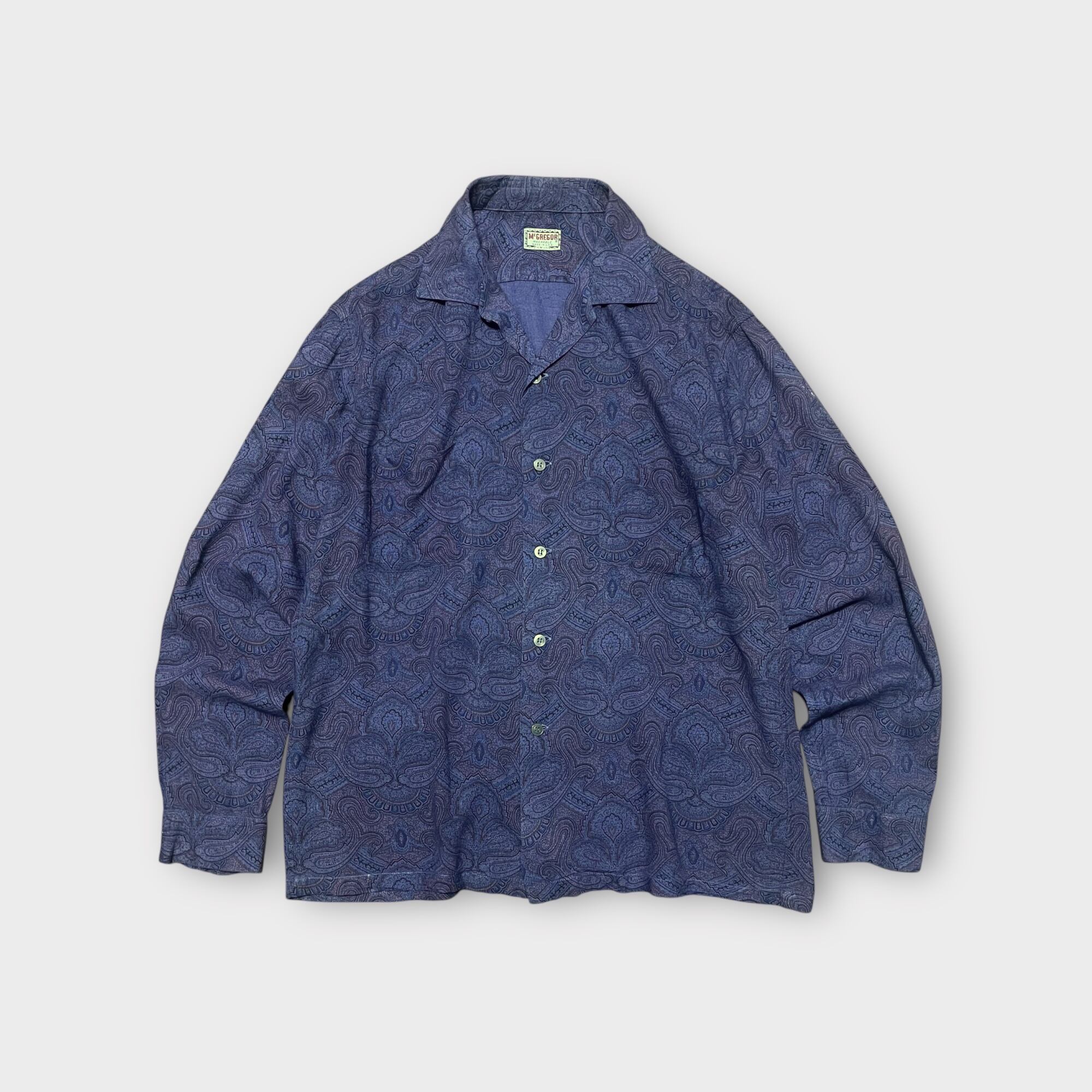 【McGREGOR】1960's オープンカラーレーヨンペイズリーシャツ MADE IN USA