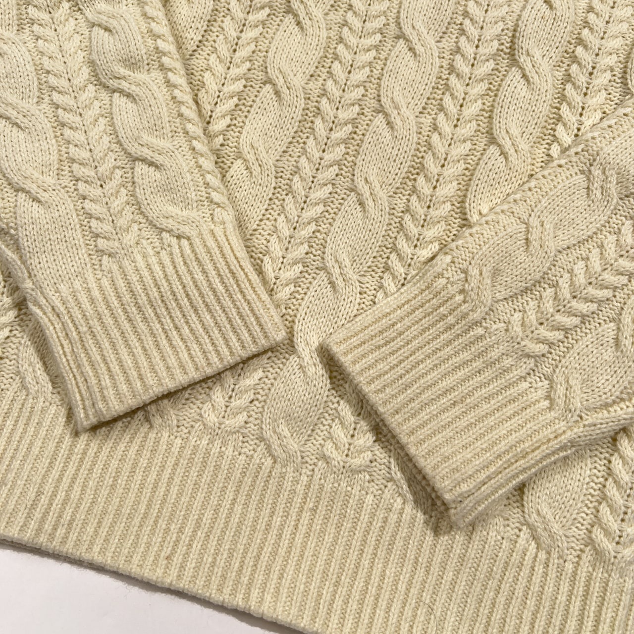 nano universe ナノユニバース ケーブル編み タートルネック ウール混 ニットセーター サイズ S /アイボリー/男女でも