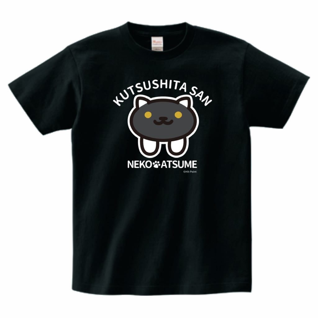 ねこたく ねこあつめ くつしたさん 推しねこTシャツ 前プリント(ブラック