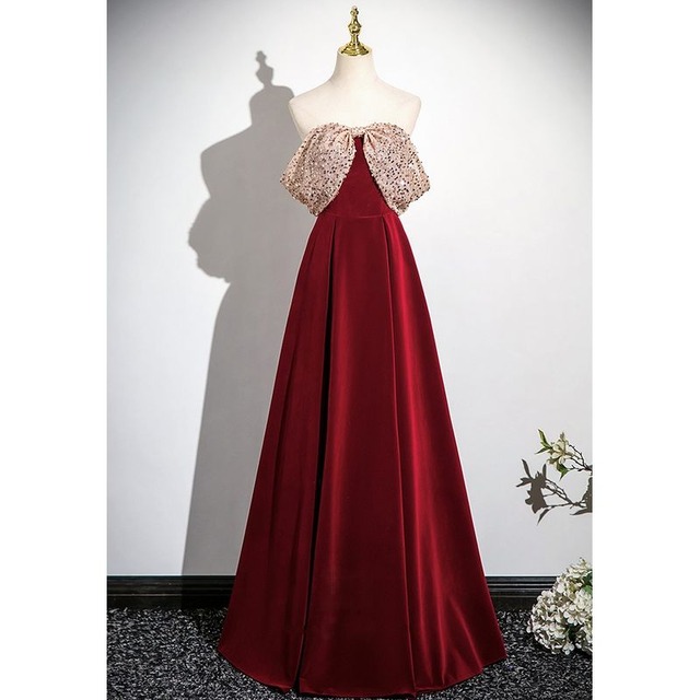 スパンコールオフショルダードレス　D1425