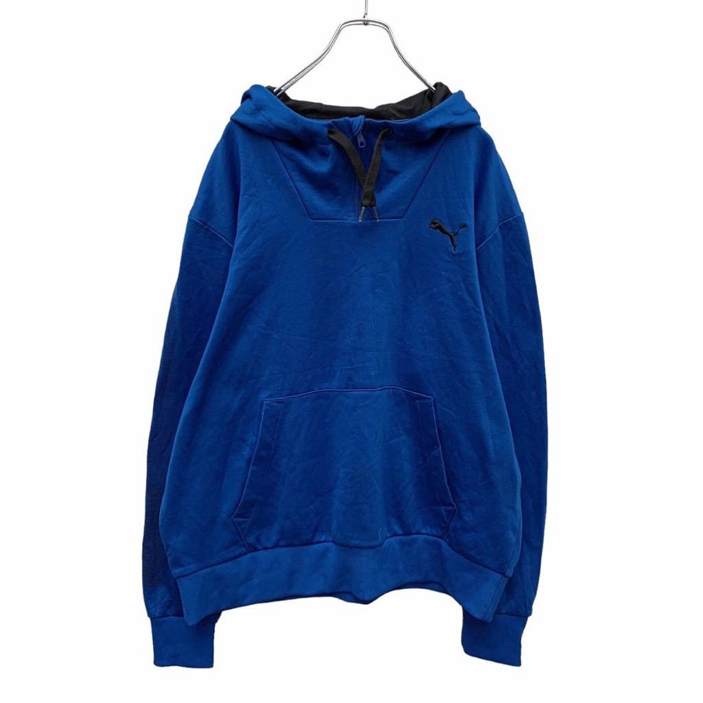 PUMA ハーフジップ パーカー プルオーバー XL ブルー ブラック プーマ