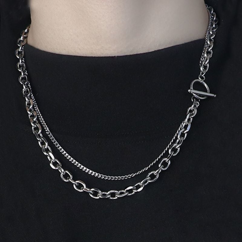 Double chain mantel necklace V1419 | ViCHIC.