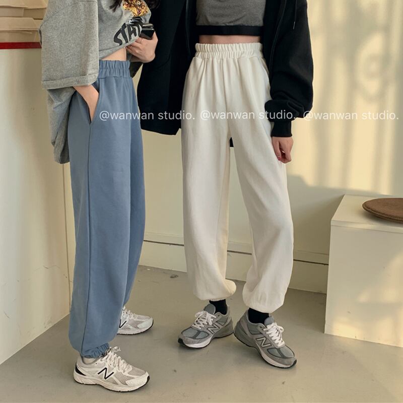 2020年春秋新作ルーズ&シンスチューデントハイウエストストレートレギンスオーバーオールワイドレッグカジュアルスポーツパンツレディース 1号婦人20102577209