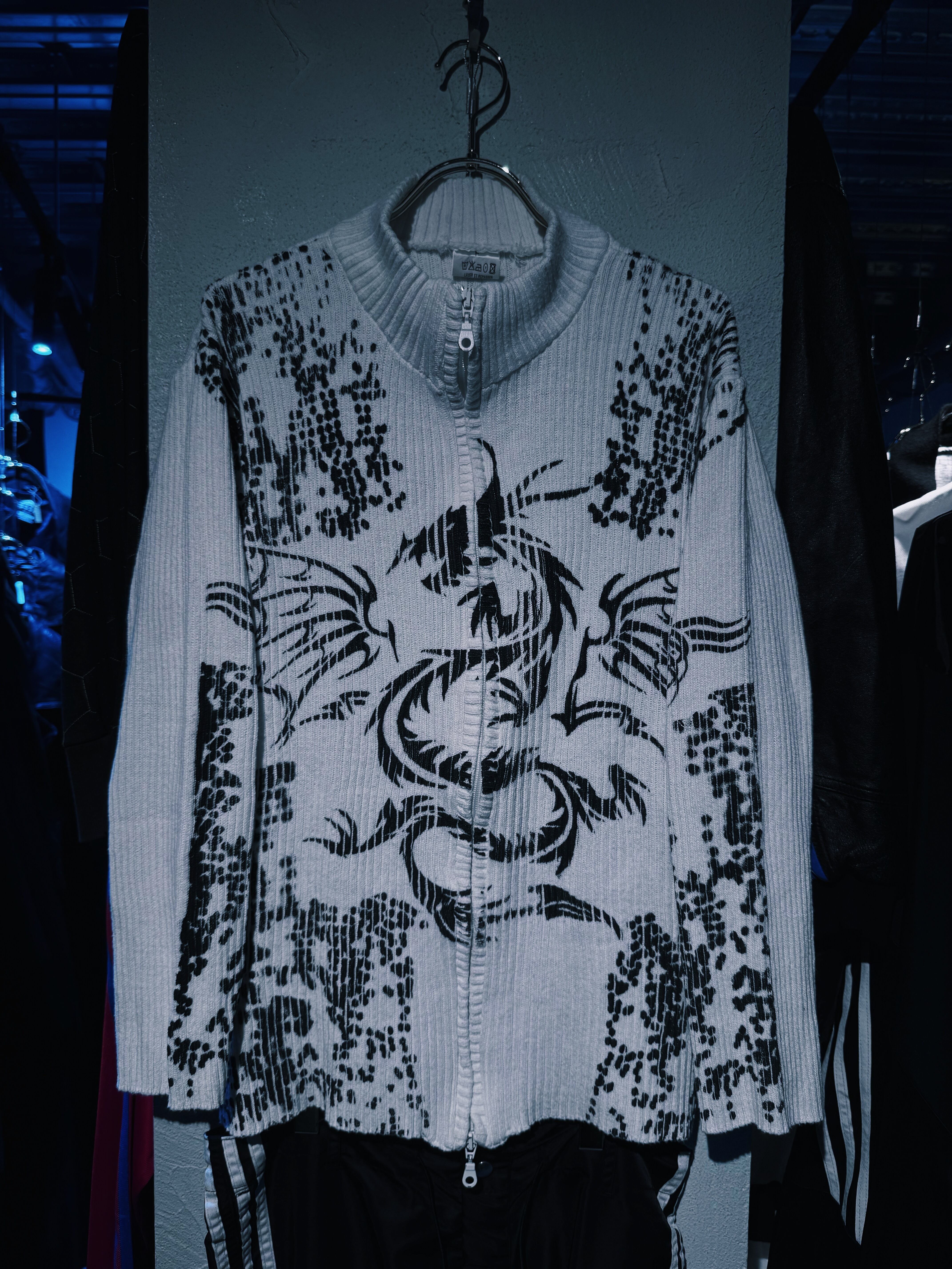 【D4C】vintage dragon design double zip driver's knit