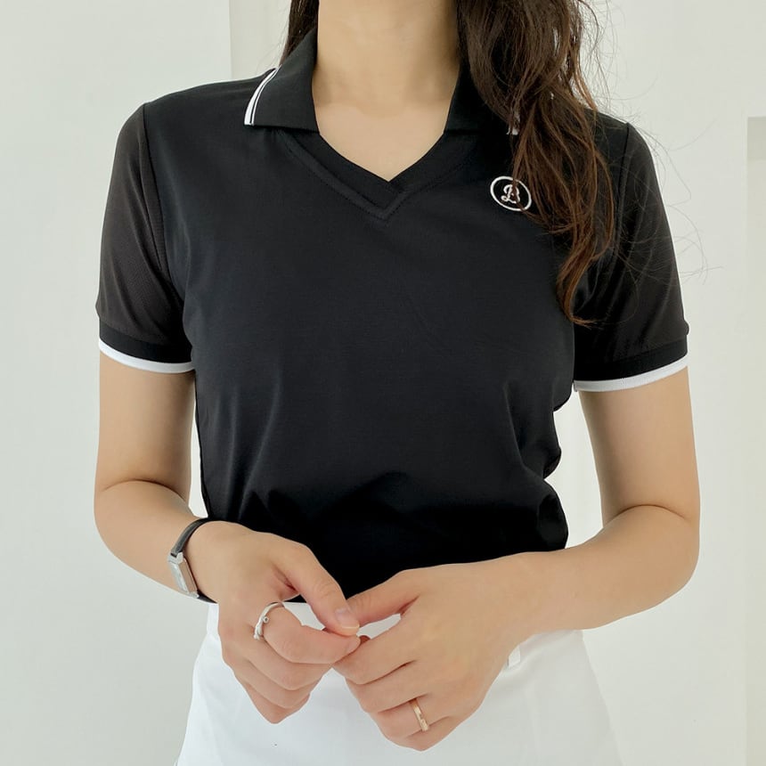 襟付きVネックメッシュ半袖シャツ | Festa Golf