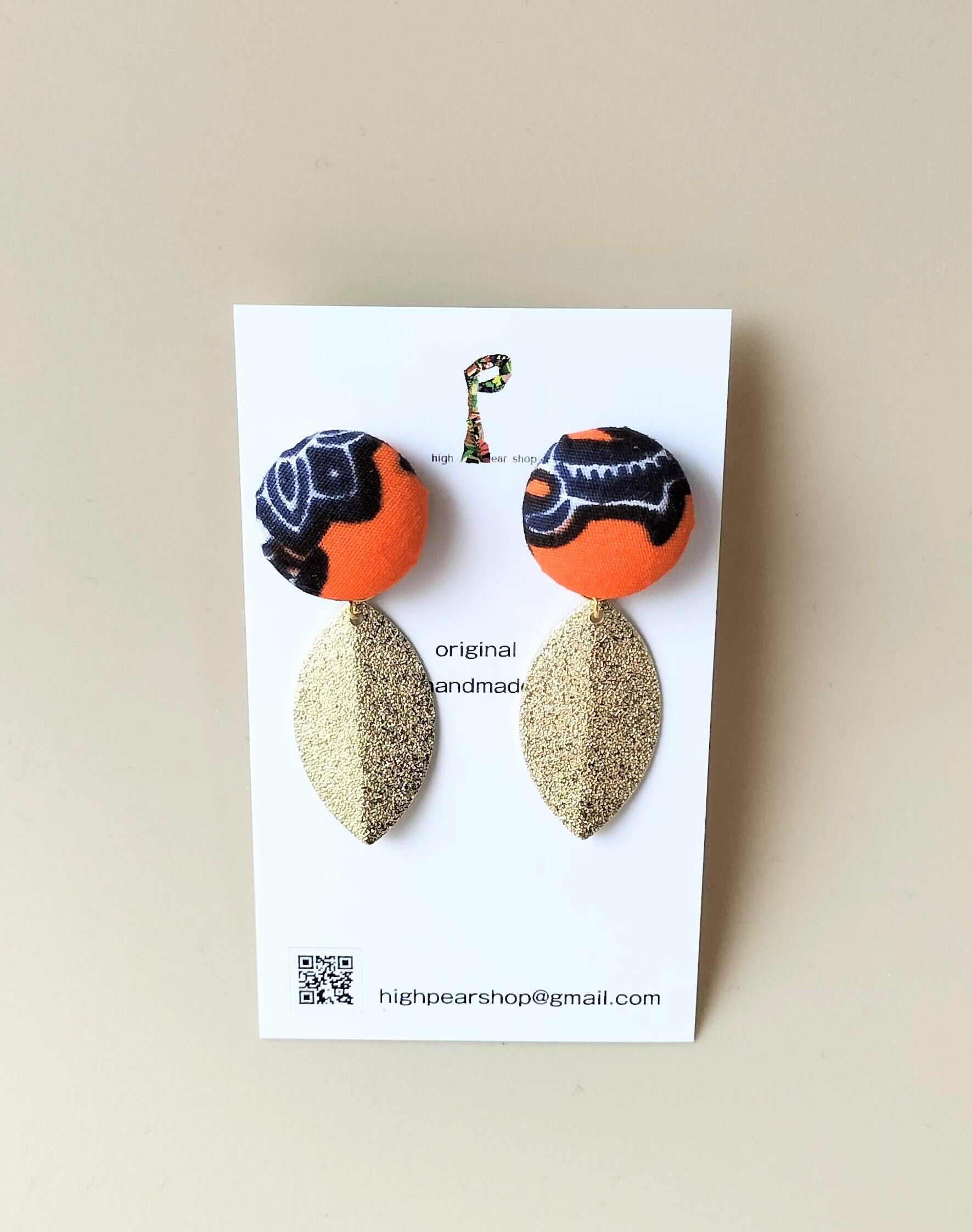 アフリカ貝殻黄銅牛骨ワイヤーのピアス