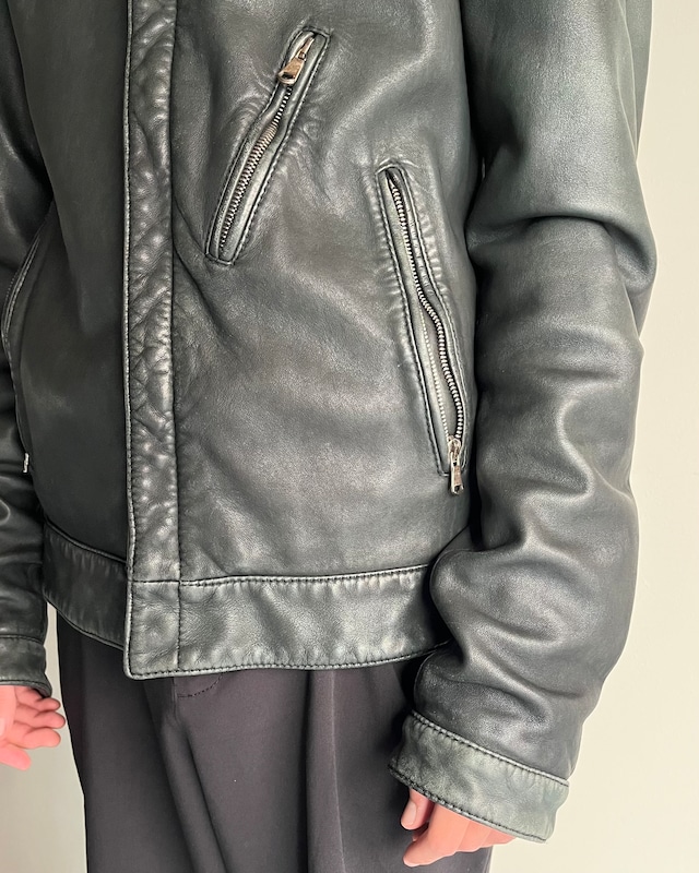 【DOLCE&GABBANA】lamb leather single riders jacket