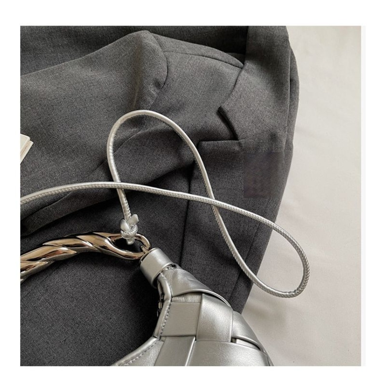 編み込み ハーフムーン ハンドバッグ  90003