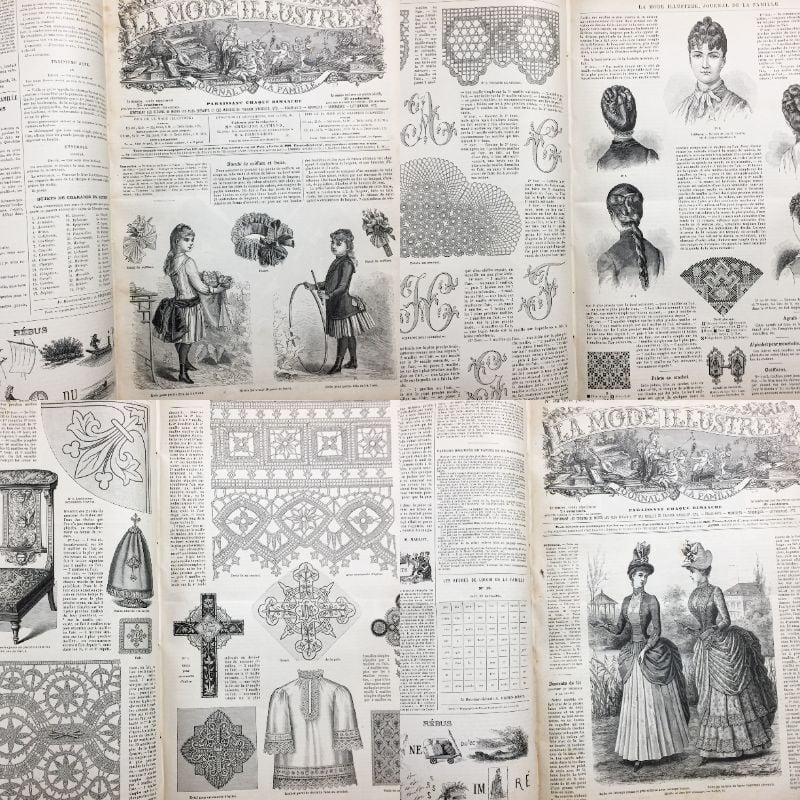 1884年 フランス 銅版画 手彩色 41葉 ファッションプレート モード紙