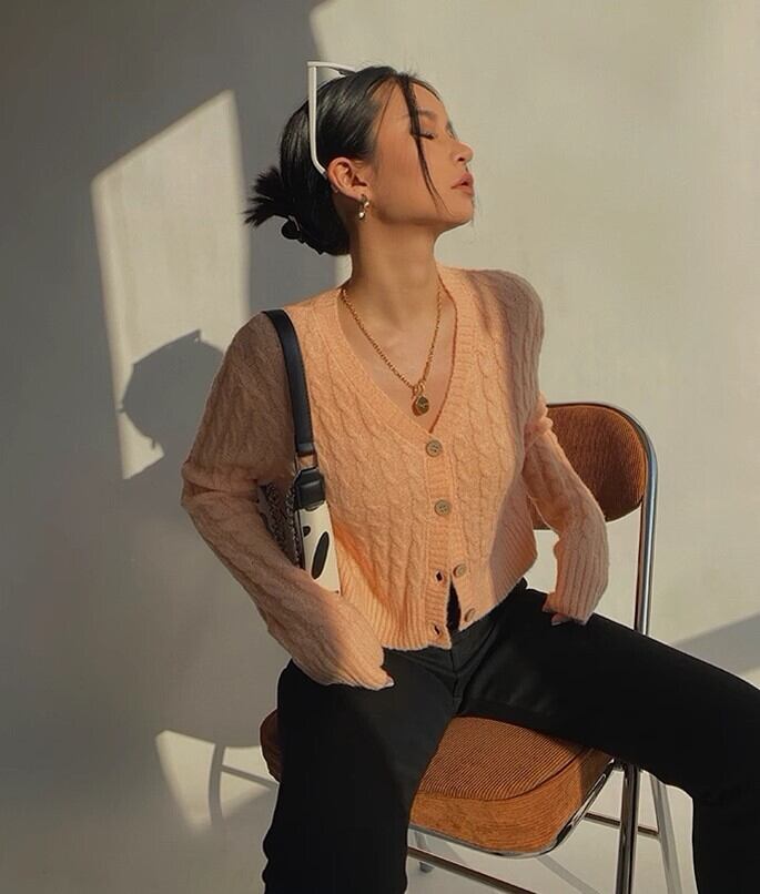 トップス カーディガン ロング ロング丈 長袖 ボリューム袖 ドット柄