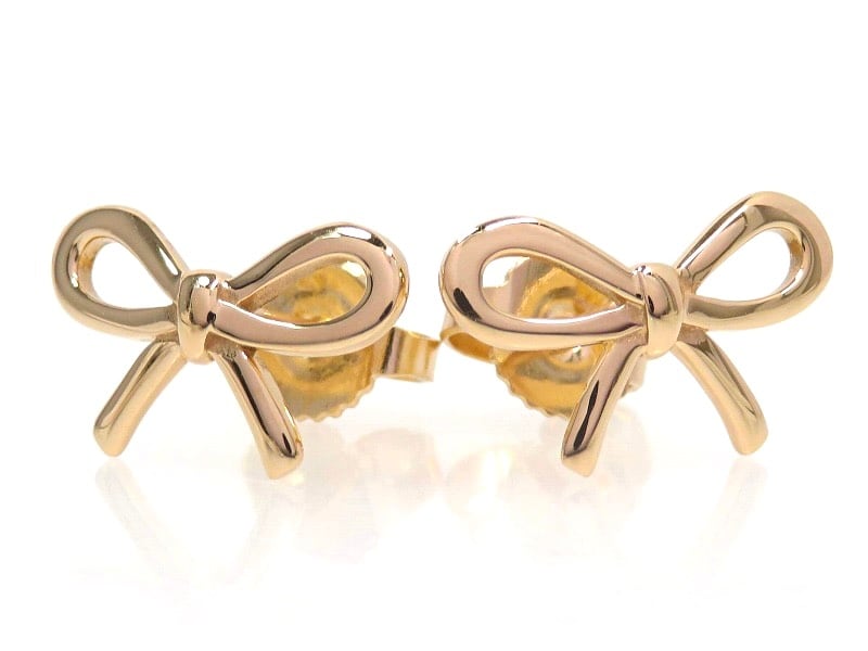 TIFFANY&Co ティファニー 750 ボウ ピアス リボン ローズゴールド 