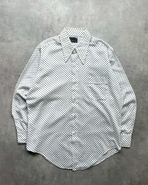 70s Fashion Classic Dot Pattern L/S Dress Shirt USA製