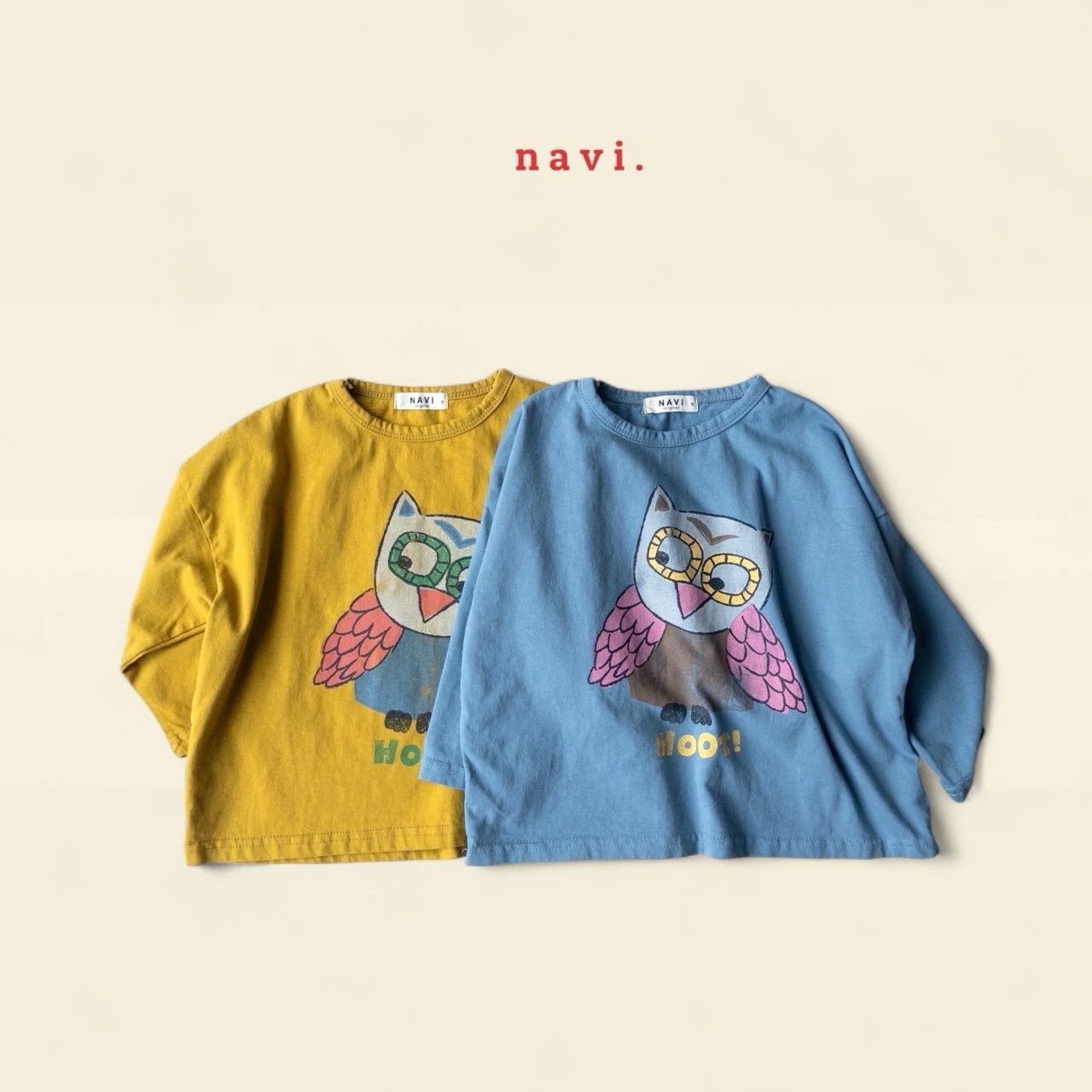 «Sold out»«ジュニアサイズあり»«navi» フクロウトップス 2colors