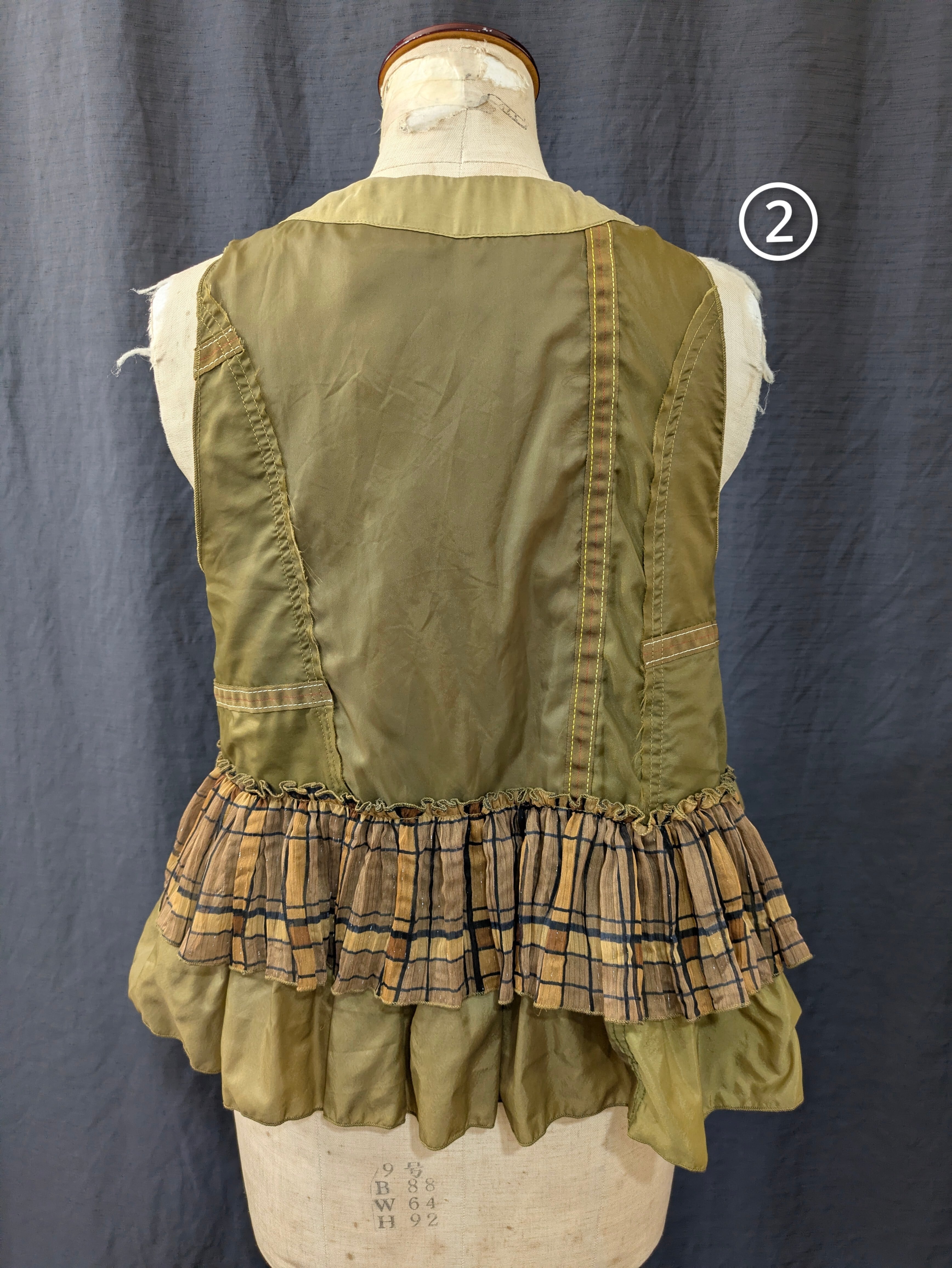 REHERSALL リハーズオール リネン フリンジベスト ジレ フリーサイズ パラシュートBRNフリルベスト【リハーズオール】parachute frill vest