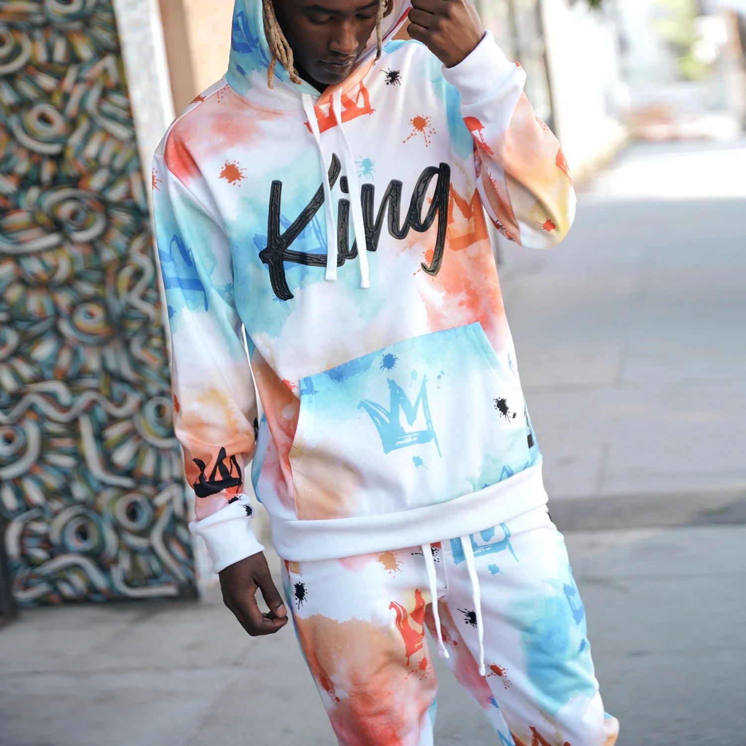 【送料無料】ビクトリアス パーカー スウェットパンツ キングペイント セットアップ VICTORIOUS USA PAINT SPLATTER  KING FLEECE SETUP SUNSET