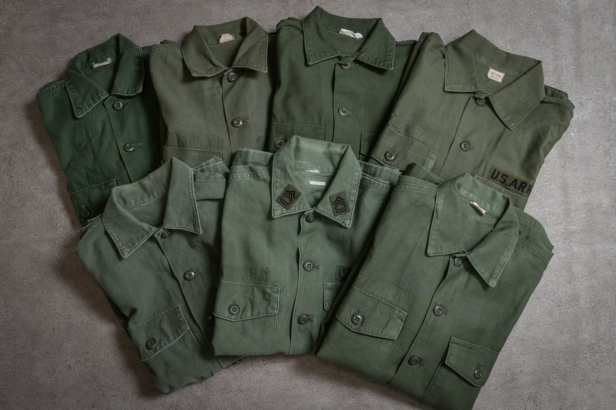 15 1/2✕33】U.S.Army 70's OG-107 Utility Shirt Cotton100％ 