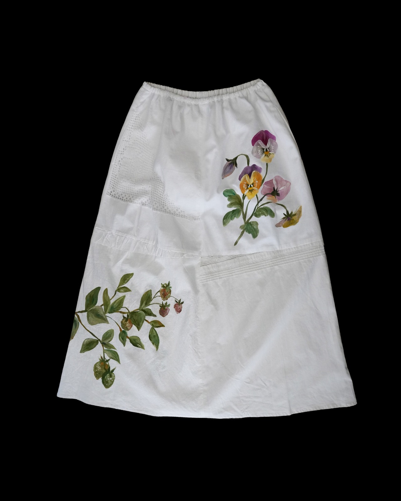vintage lace skirt white*strawberry