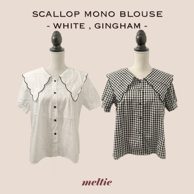 scallop mono blouse