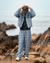 【#Re:room】CHECK DENIM WIDE PANTS［REP331］