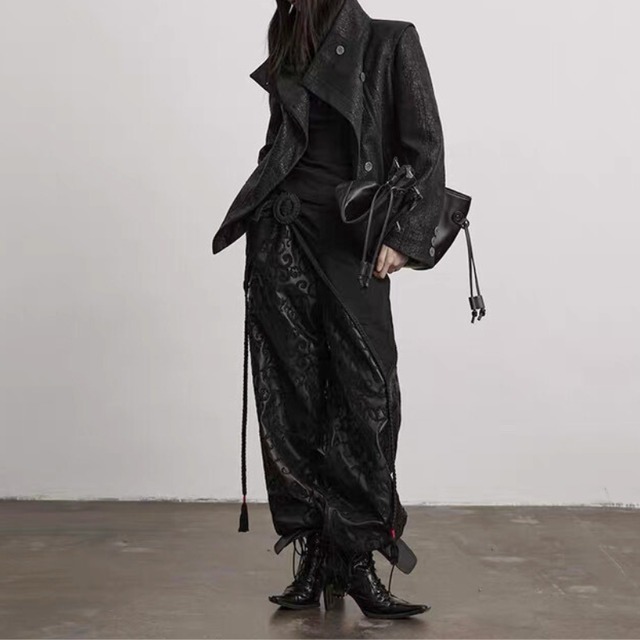 Cracked texture asymmetry fitted jacket C1371