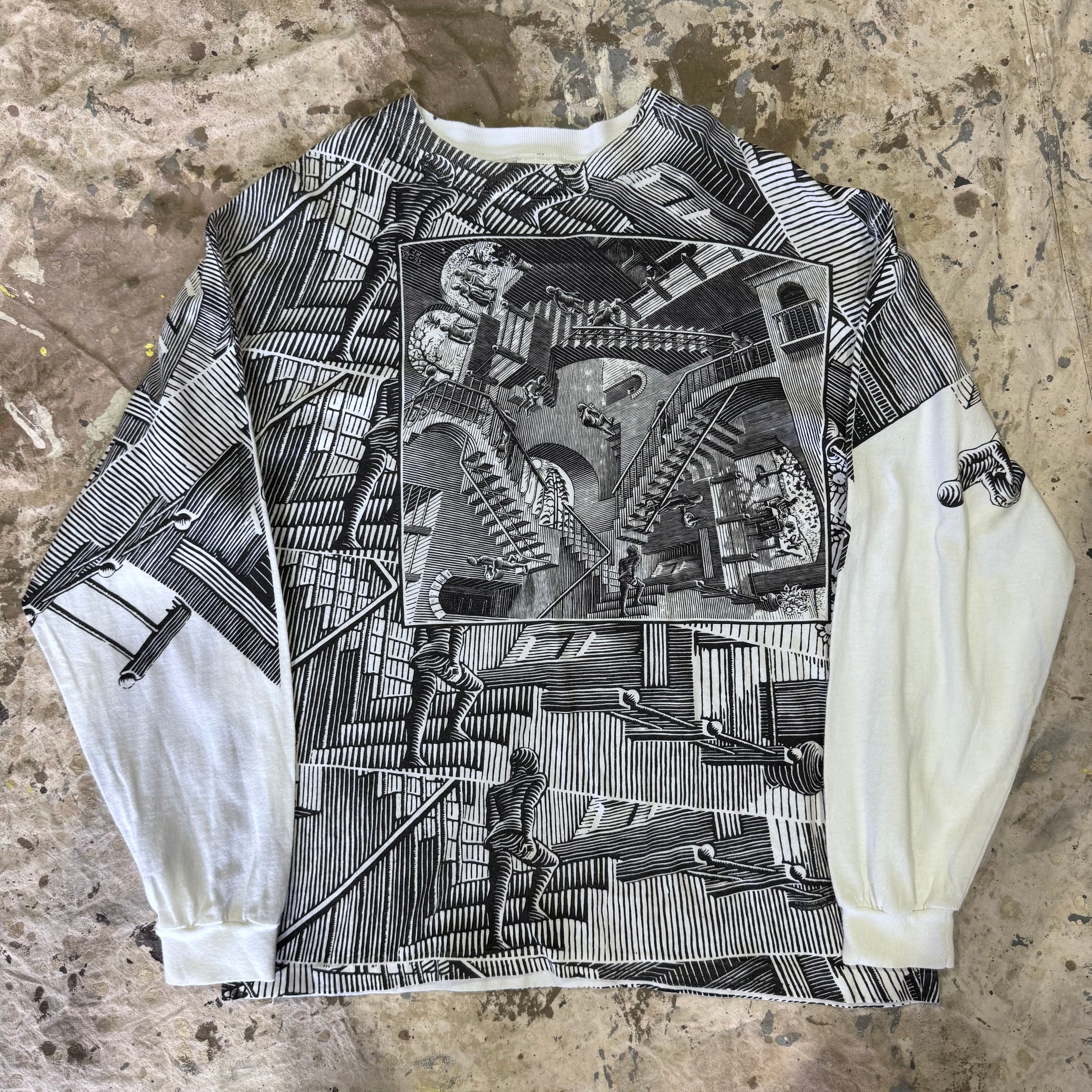 90s USA製 エッシャー 長袖 Tシャツ ロンT L 公式通販 M.C.Escher/90 