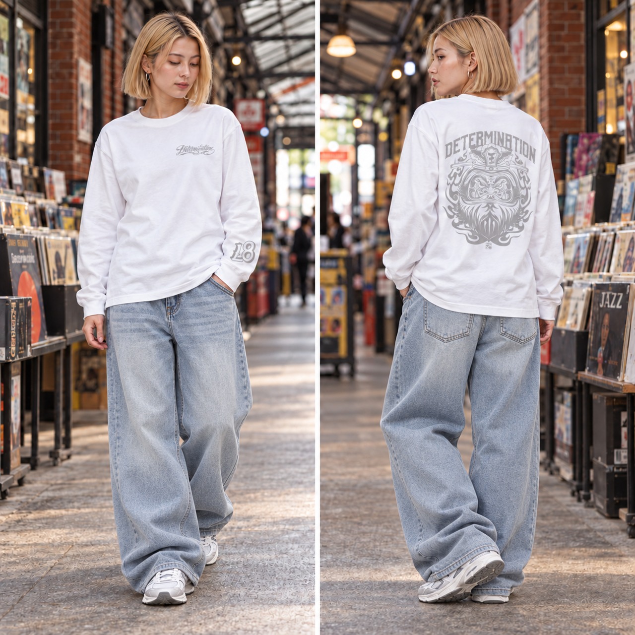 閻王 WHITE×SILVER  L/S T-Shirt