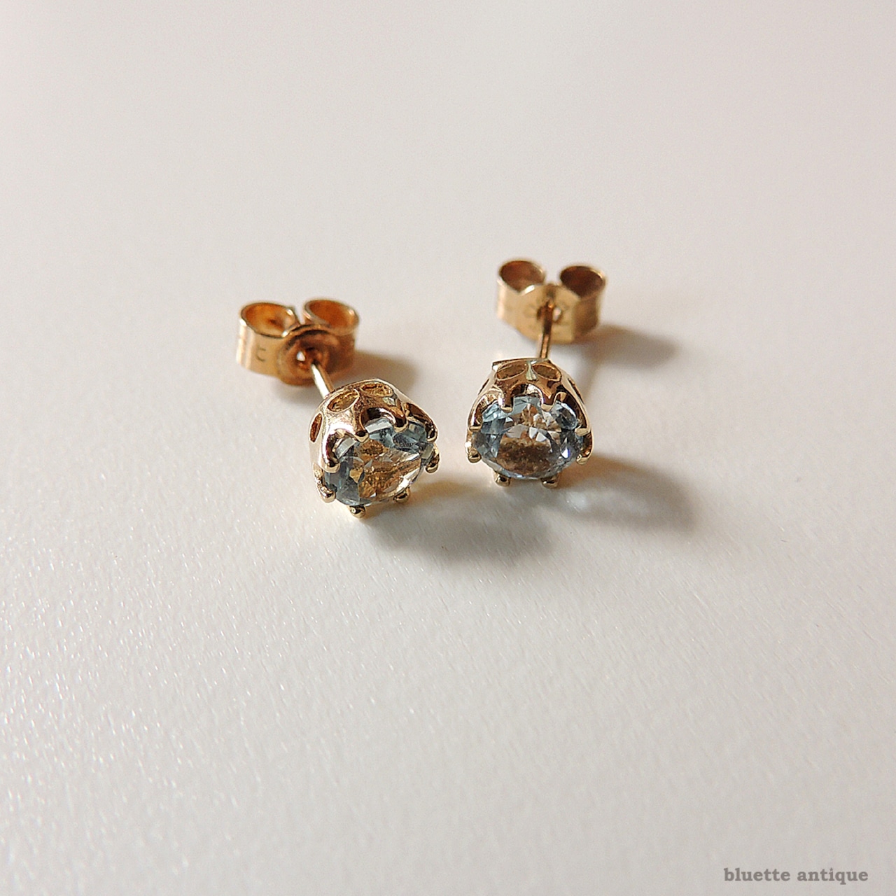 ヴィンテージジュエリー 9ctゴールド 天然トパーズ ピアス(ソーティングメモ付)