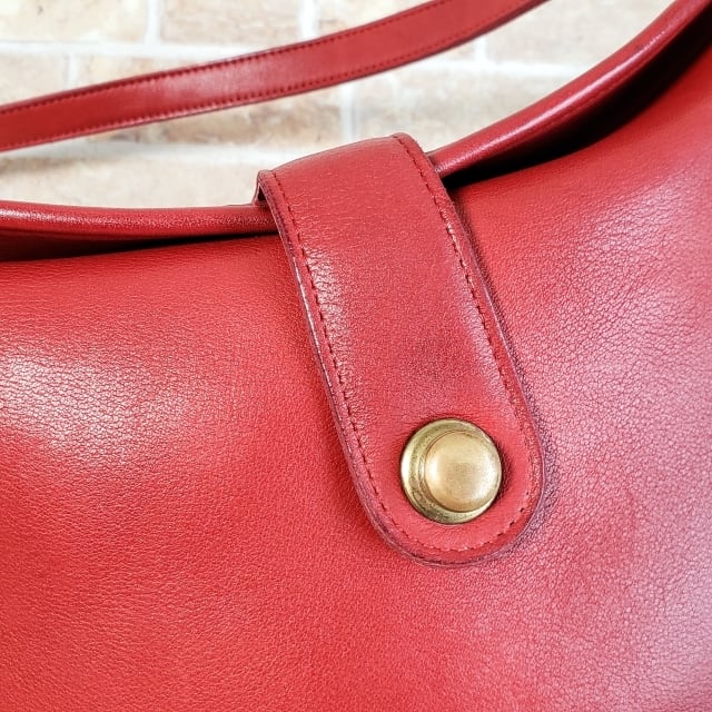 オールドコーチ ☆USA製 レザー ショルダーバッグ レッド ドイツフック  