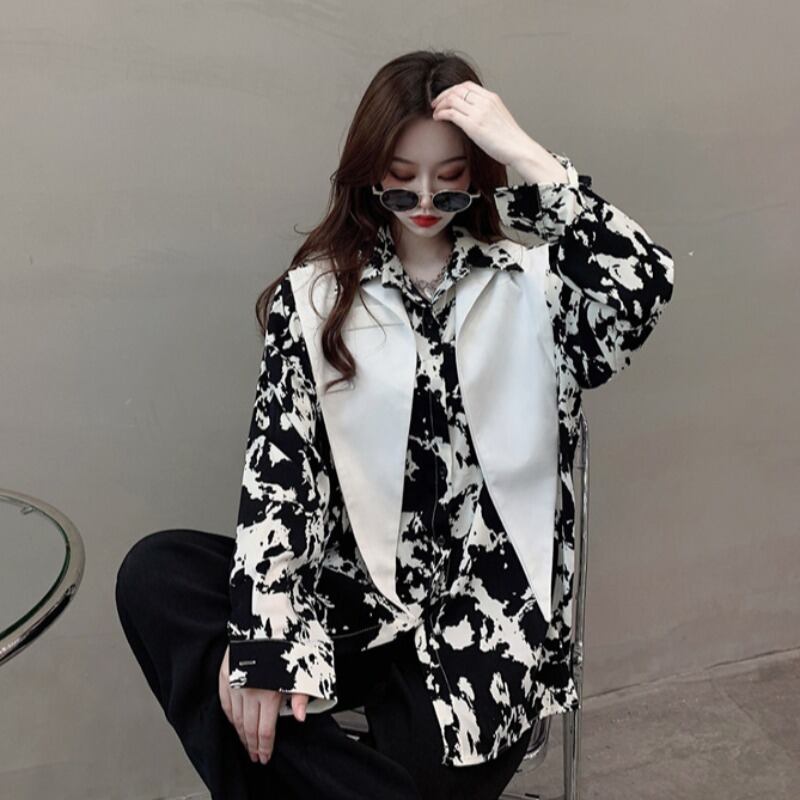 シャツ スプリングプリント ロング 春物 ドラファッションホール11673467250