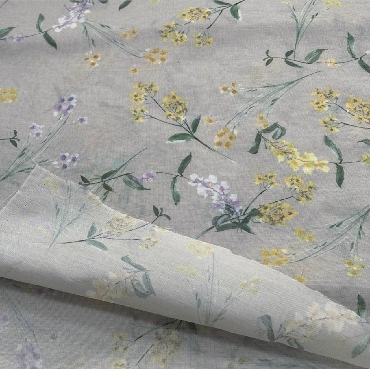 TC296◆3m◆M◆ポリエステル100%サラッと薄手生地◆花柄◆グレー系