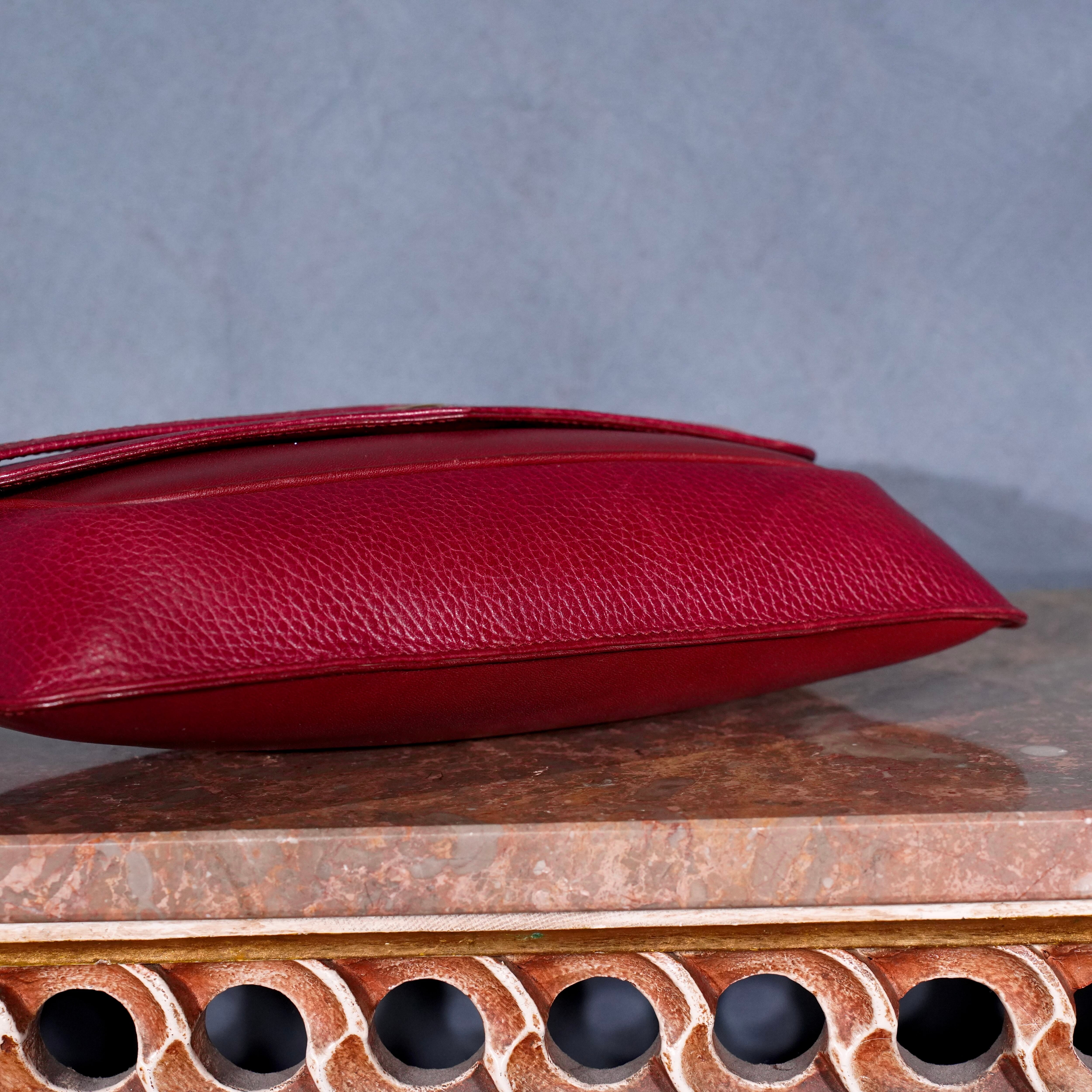【大特価】Cartier バーガンディ レザー クラッチバッグ マストライン Cartier MUST LINE LEATHER CLUTCH BAG/カルティエマストラインレザー