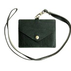 [RafiCaro] パスケース IDカードホルダー Wポケット 定期入れ本革 イタリアンレザー 首掛け ネックストラップ付 idケース 社員証 カードケース メンズ レディース グリーン