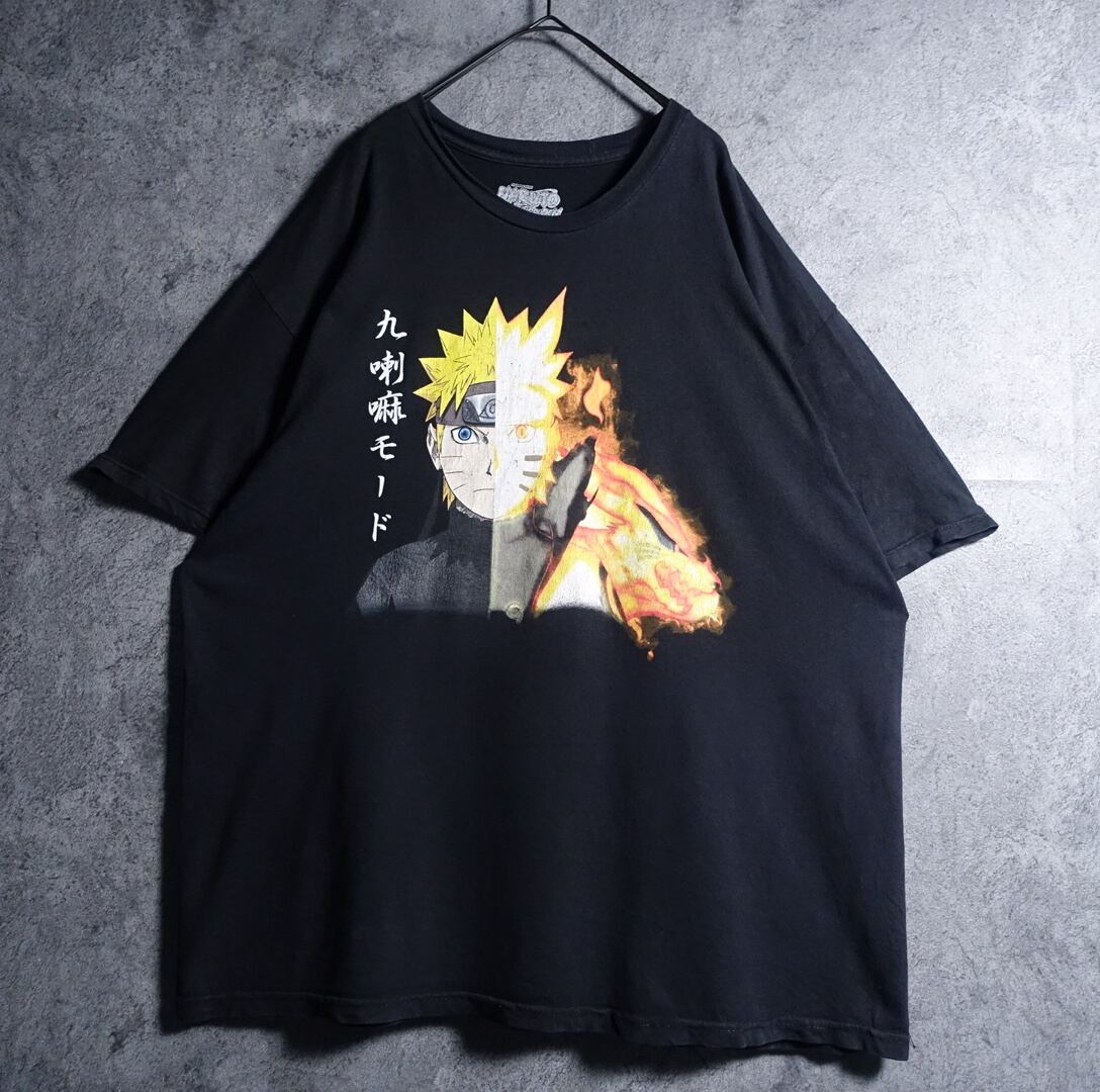 ”NARUTO“ Black Naruto & Kurama Print T-shirt