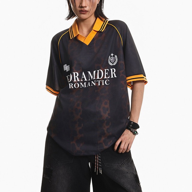 レオパードパターンポロカラーユニフォームTシャツ 1col   R01991