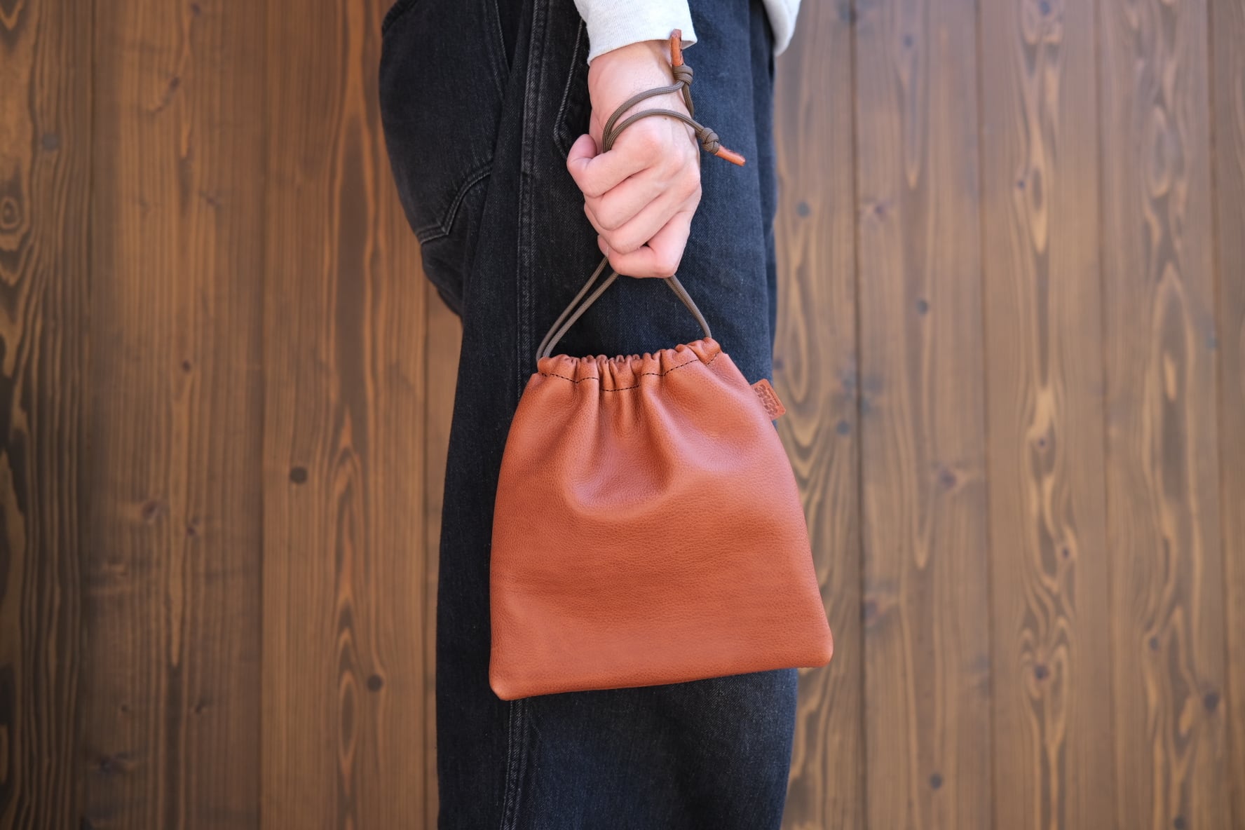 《即納》drawstring pouch(M)【marron】