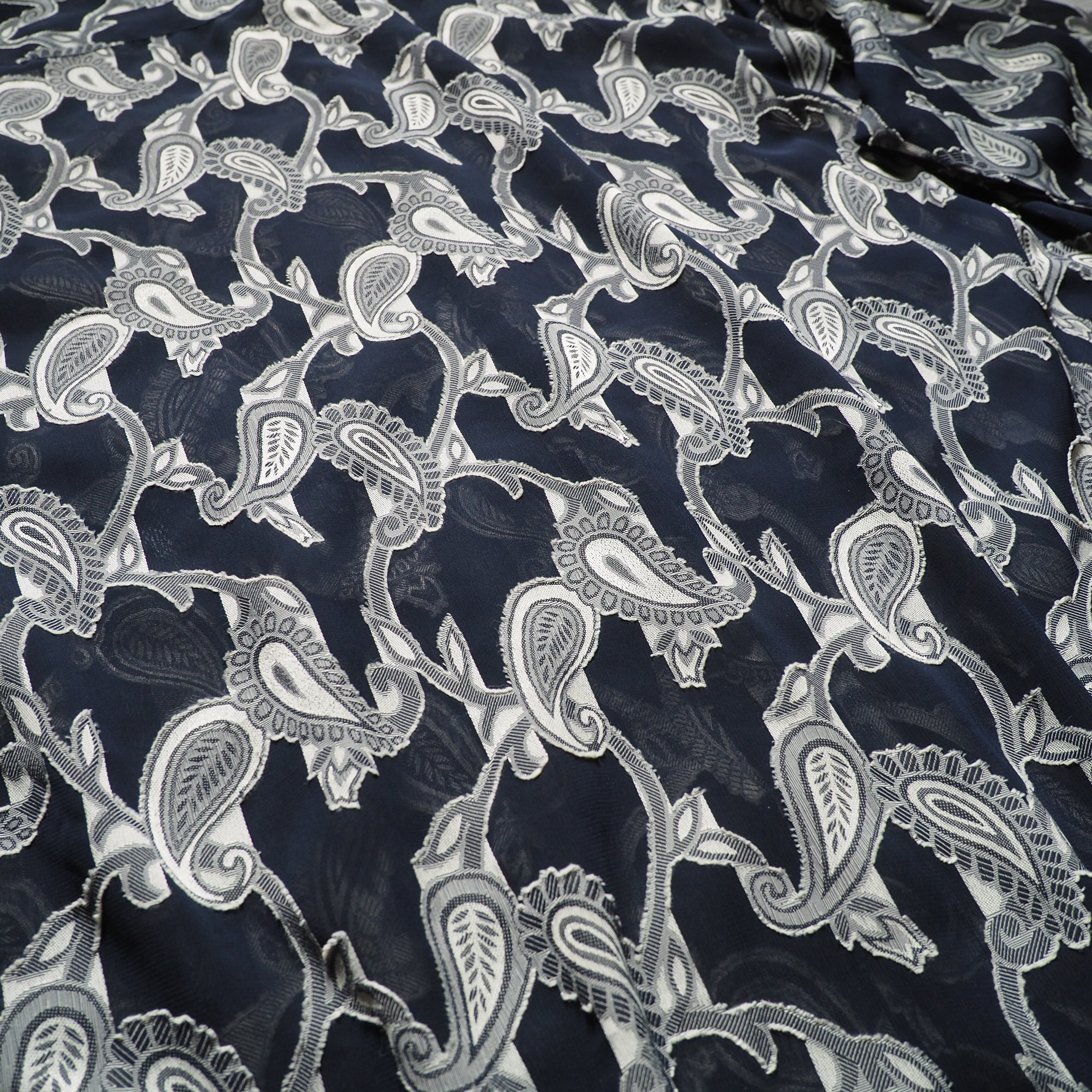 1990s Translucent Paisley pattern embroidery SS Drape shirt