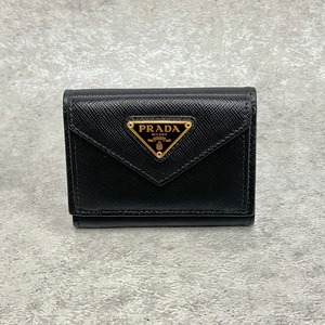 PRADA プラダ 三つ折り財布 レザー ブラック 6012-202201