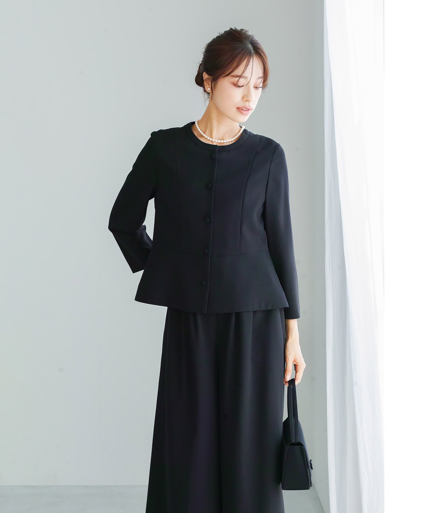 喪服・礼服【洗える×ストレッチ×防シワ】ペプラムジャケット＆ワイド