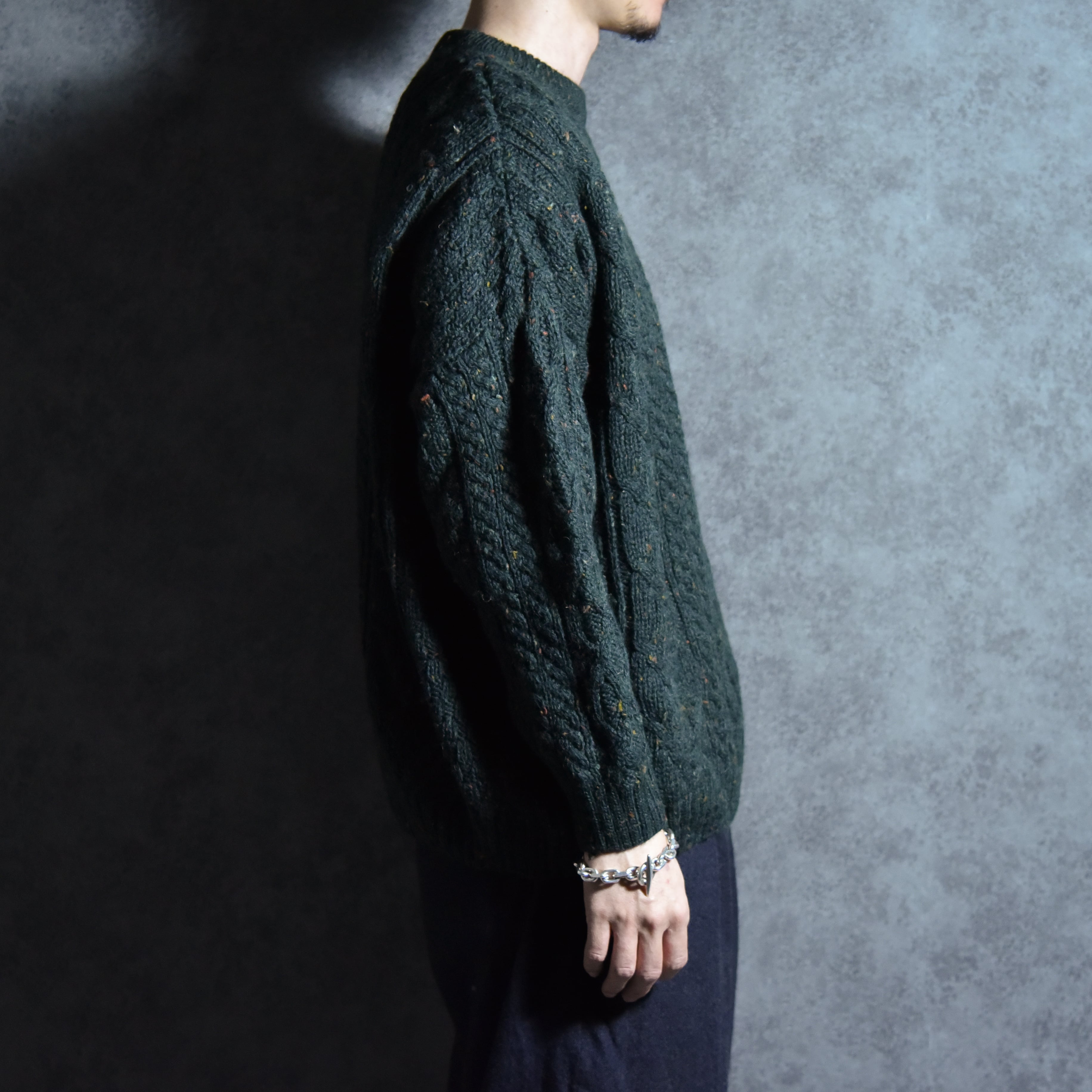 80-90s Scotland highland home industries Wool Fisherman Sweater