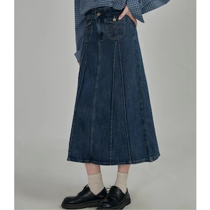 high waist a-line denim skirt