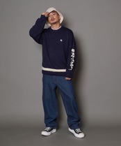 【#Re:room】WOOL SHAGGY ARM LOGO CREW KNIT［REK114］