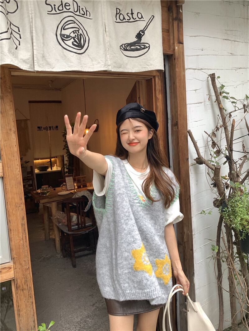 オータムFlowerデザイン ジャカードルーズニットセーター 大人ガーリー スウィート キュート カジュアル 秋物 フラワーデザイン ステッチ モンロー49471790147