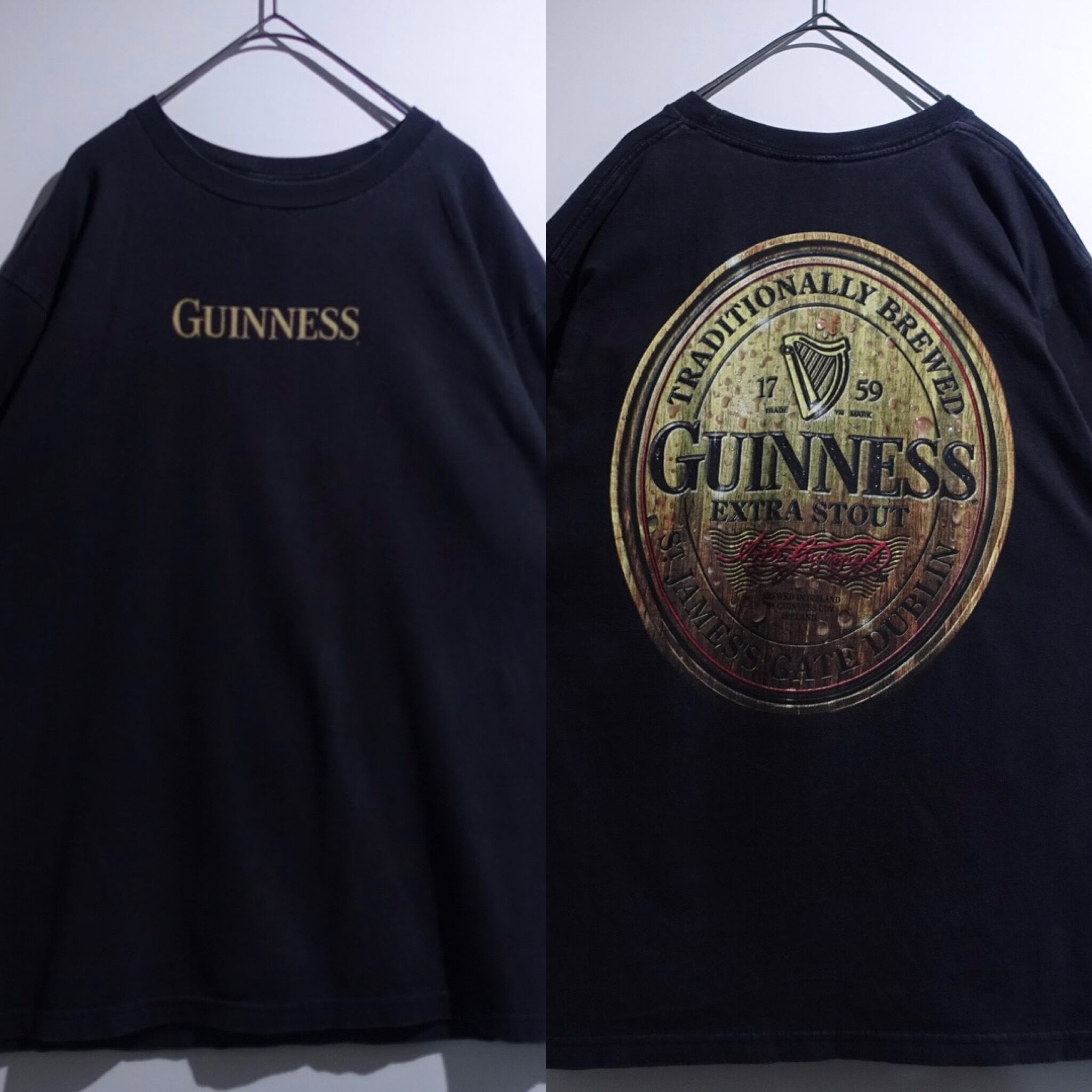 “GUINNESS” Black Logo Double Sided Beer Print T-Shirt