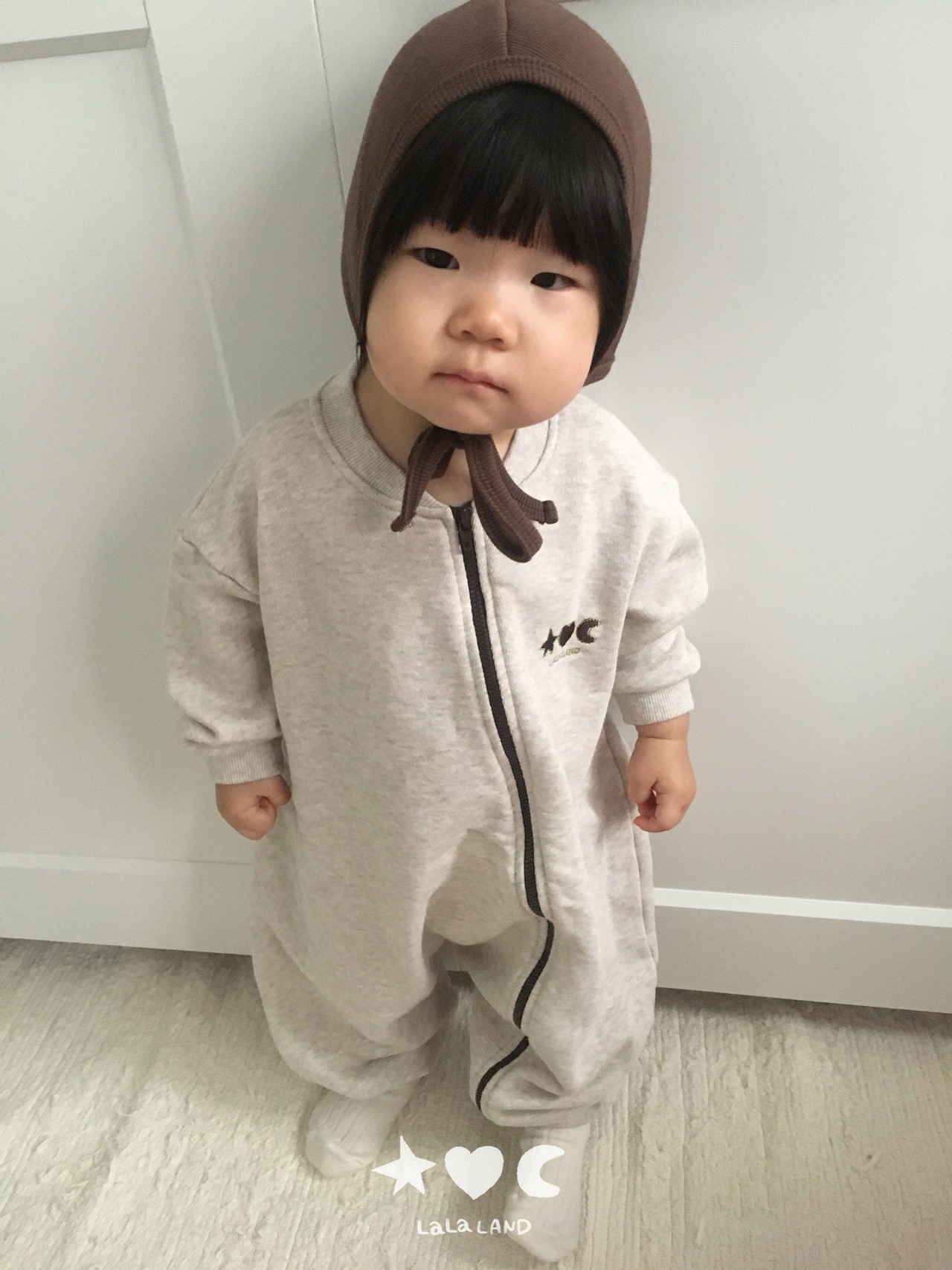 韓国子供服 / LALALAND / 26Autumn / ベベ 裏毛 ジップアップロンパース / 秋服 / ベビー *6M~18M*