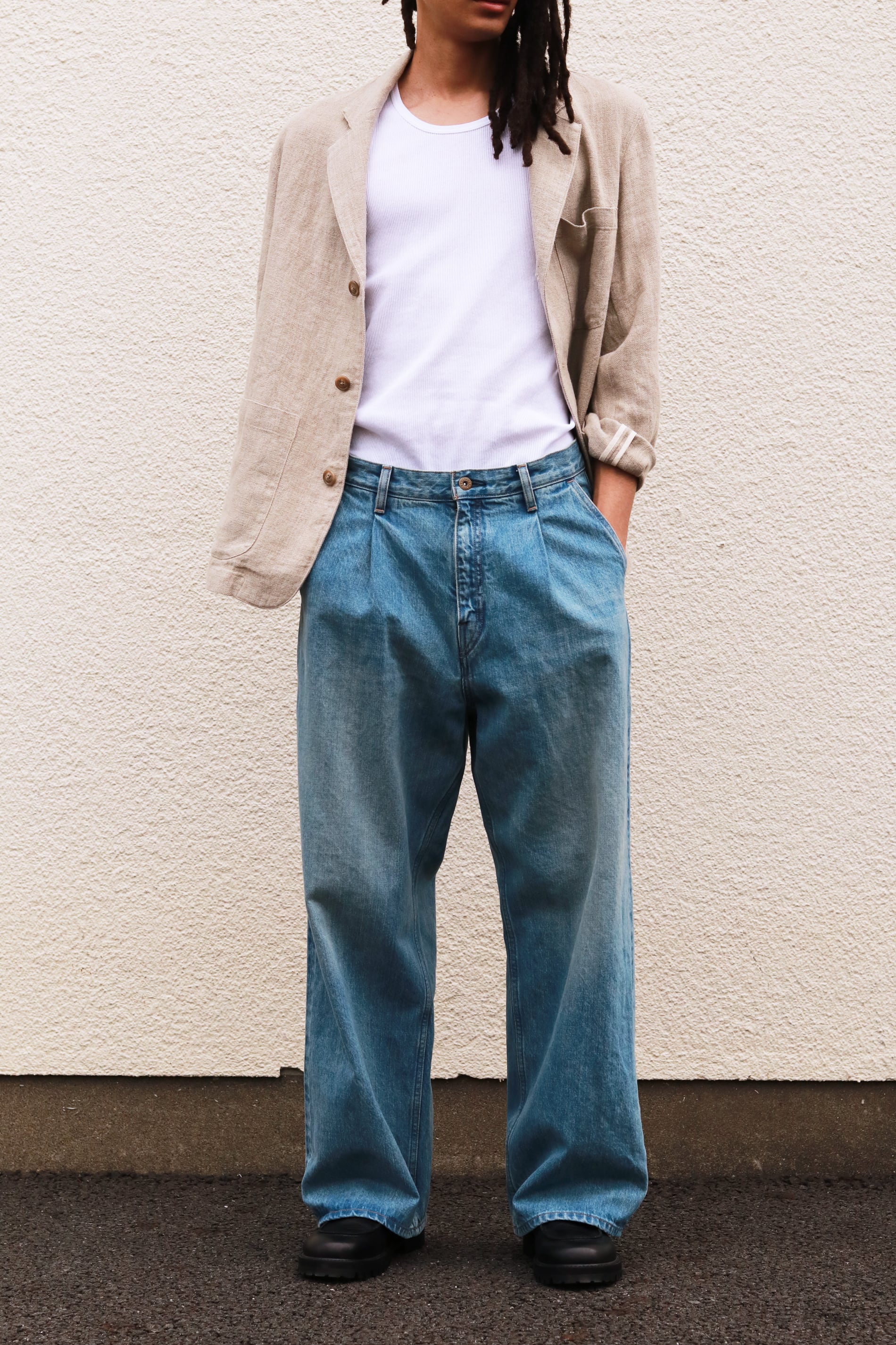 superNova. Wide selvedge jeans - Old vintage wash / Light indigo